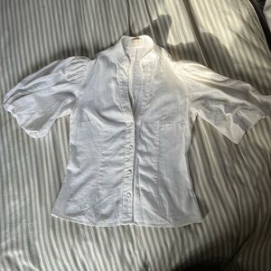 Petersyn Crisp White Linen Blouse